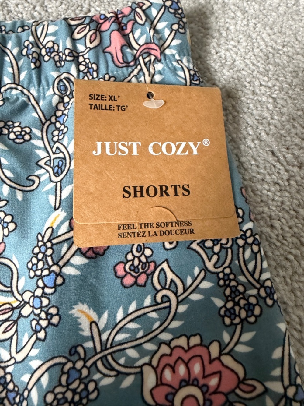 🔥🆕🔥 Just Cozy Floral Biker Shorts Blue Pink Boho Pattern Size XL - Picture 2 of 7